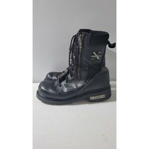 Xelement Black Leather Motorcycle Boots Side Zipper Mens Size 9